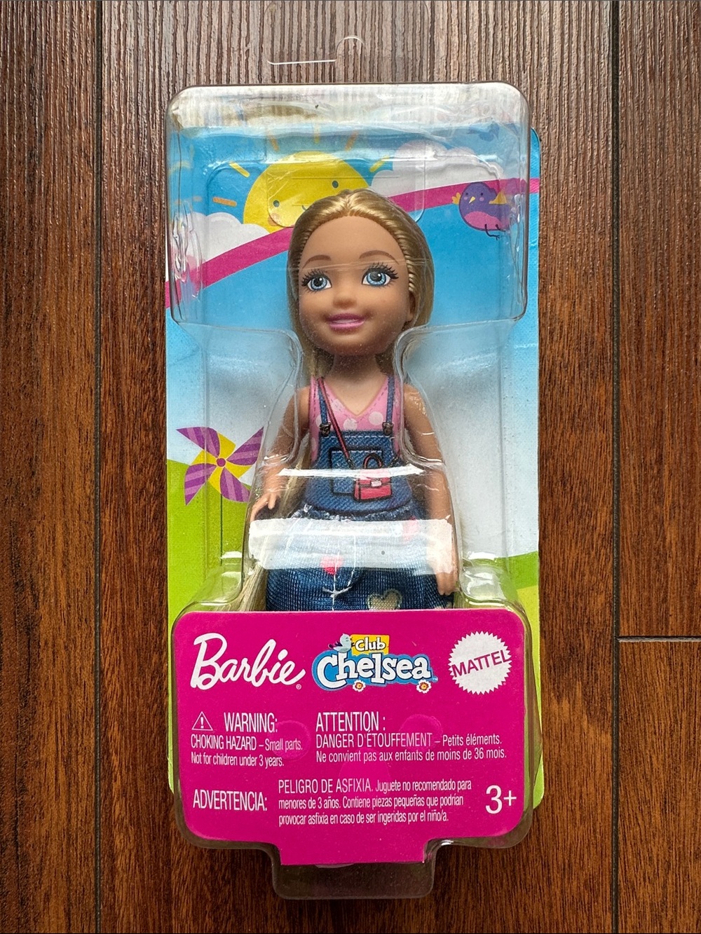 👧🏻👧🏻NWT Barbie Chelsea Doll in Denim Overalls with Pink Top👧🏻👧🏻